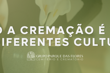 Imagem ilustrativa sobre como a cremação é vista em diferentes culturas, com uma urna funerária ao centro e o título do artigo.